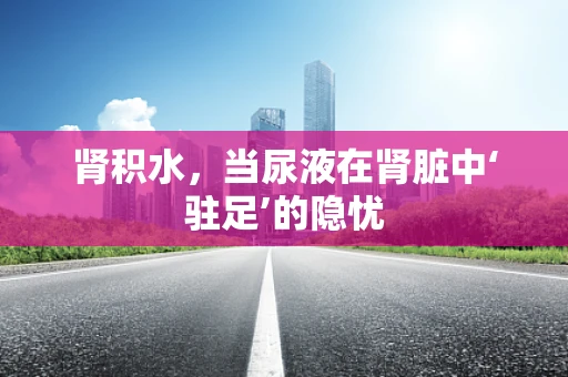 肾积水，当尿液在肾脏中‘驻足’的隐忧