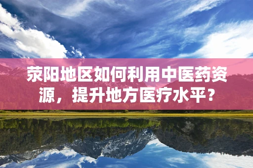 荥阳地区如何利用中医药资源，提升地方医疗水平？