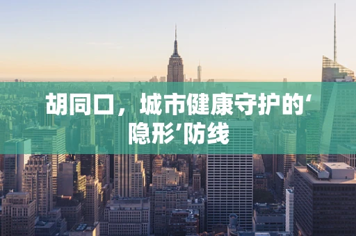 胡同口，城市健康守护的‘隐形’防线