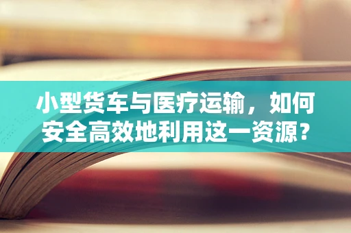 小型货车与医疗运输，如何安全高效地利用这一资源？
