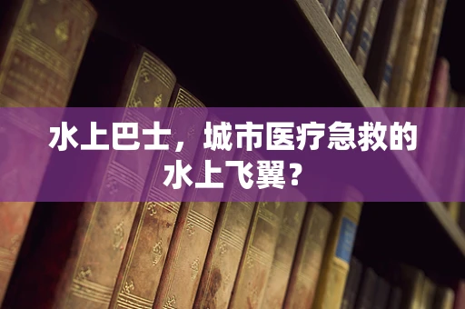 水上巴士，城市医疗急救的水上飞翼？