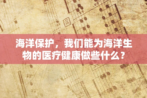 海洋保护，我们能为海洋生物的医疗健康做些什么？