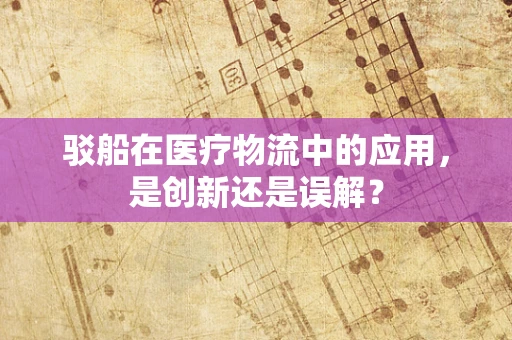 驳船在医疗物流中的应用，是创新还是误解？