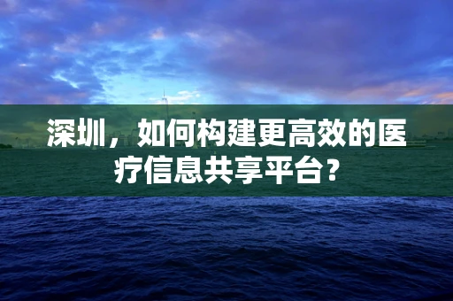 深圳，如何构建更高效的医疗信息共享平台？